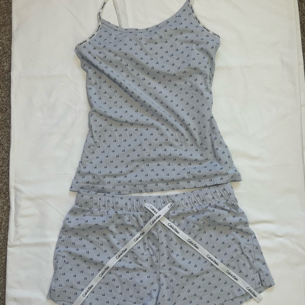 Calvin Klein Blue CK Print Pajama Set